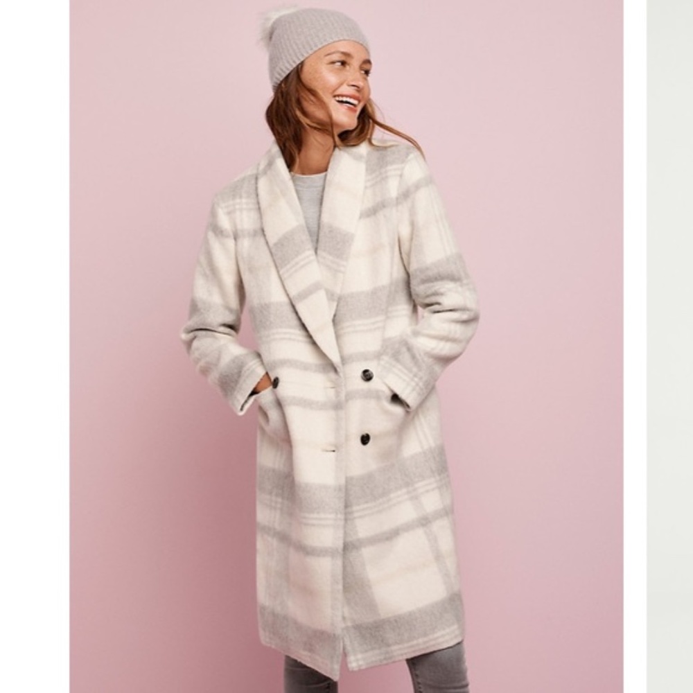 Ann Taylor Neutral Plaid Coat